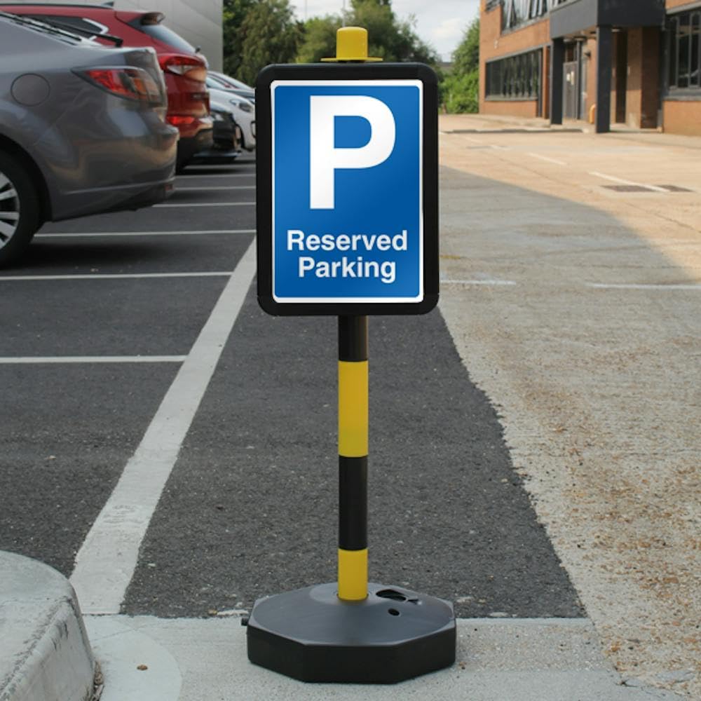V Safety Reserved Parking - Blue Parking Safety Sign - Sign Only - Fits Temporary Signpost - 210 x 297 mm (A4) - 3mm RA2 Reflective Aluminium Composite