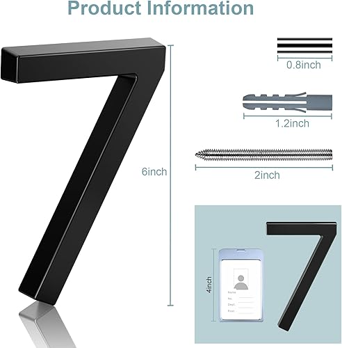 Miniatura 9 de Número de casa flotante de acero inoxidable de 5 pulgadas, números de casa modernos de metal antioxidante con kits de clavos para puerta, jardín,