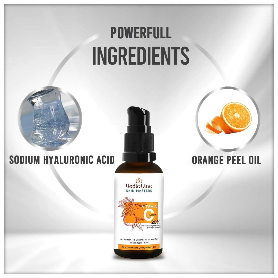 Vedic Line Vitamin C Serum 20% Helps To Reduce Wrinkles, Fine Lines & Dark Spots With Orange Peel Oil To Enhance Skin Brightness,30Ml 3