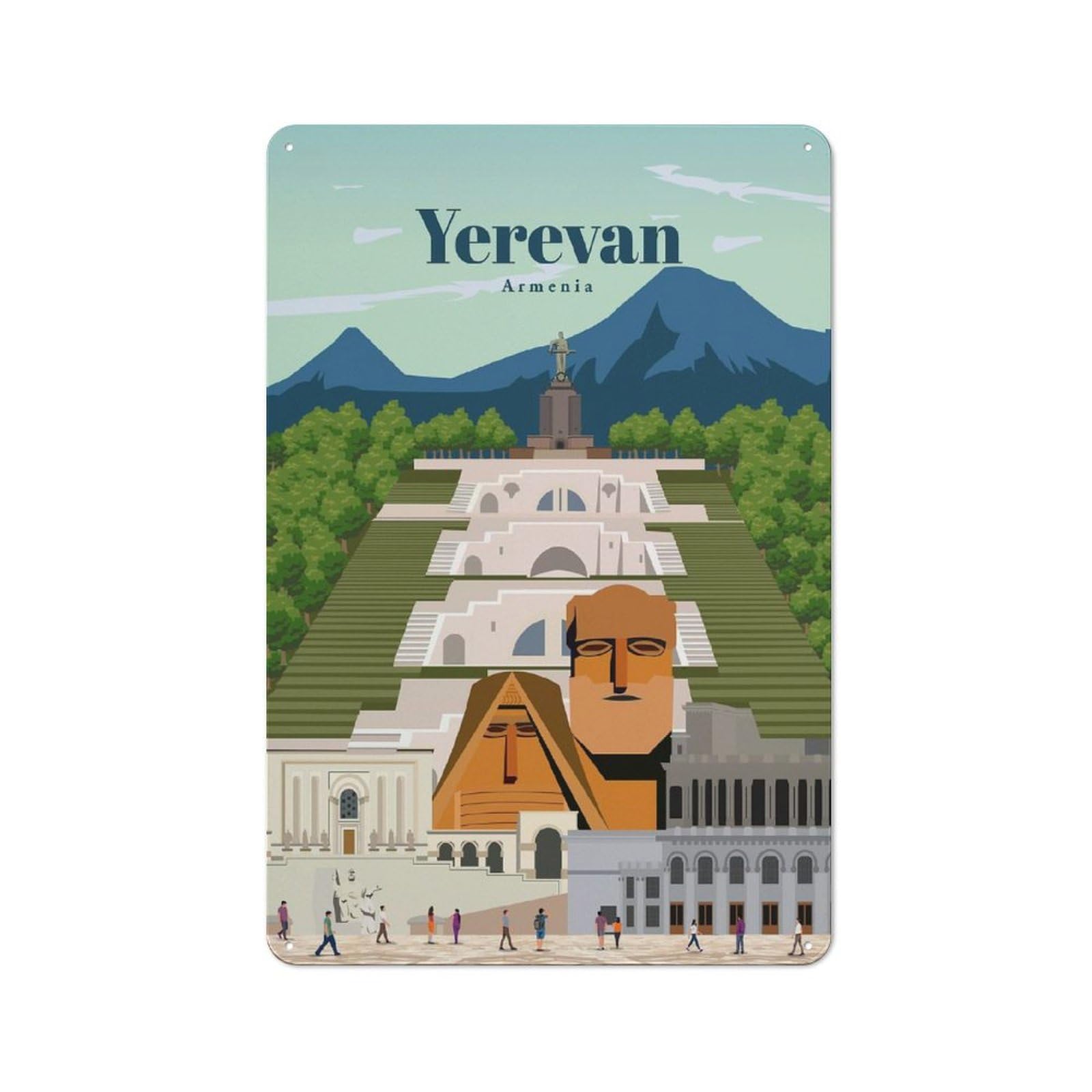 Junmoney Travel To Yerevan Vintage Metal Plaque 30X20cm For Café Or Restaurant, A Decorative Gift For A Newly Furnished Café And Restaurant