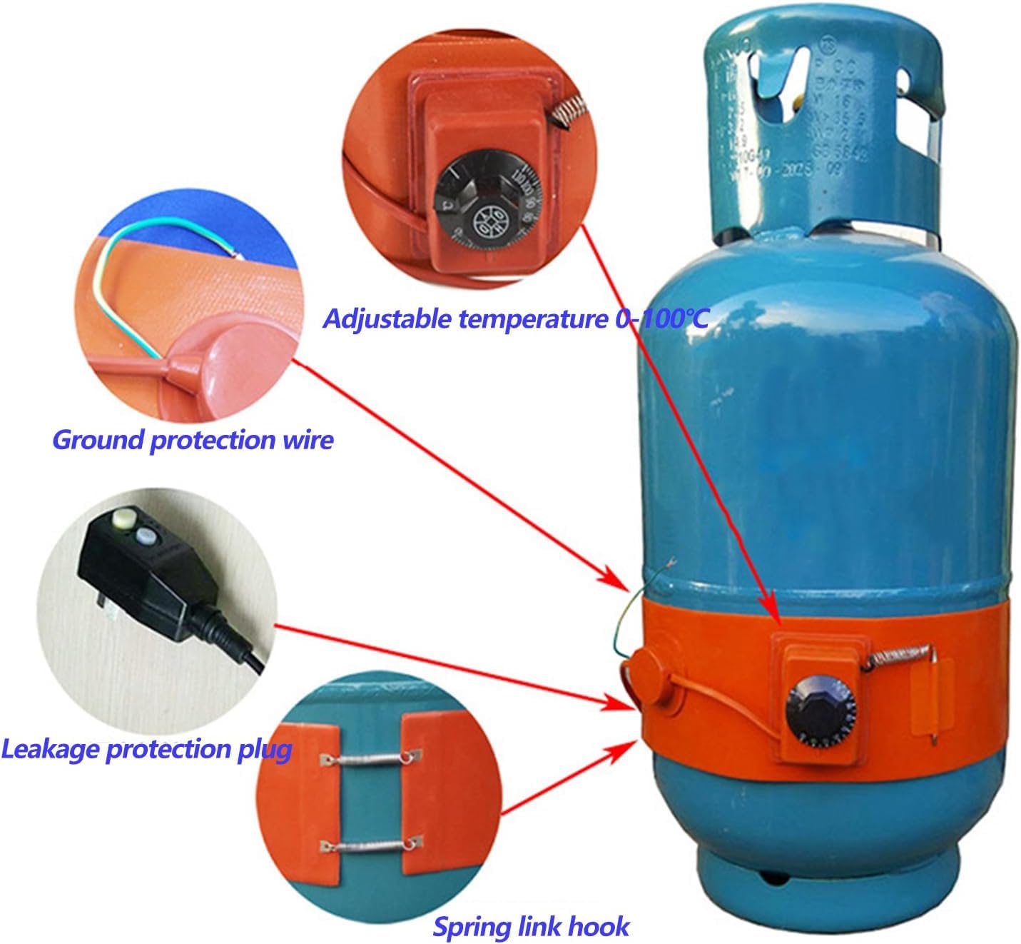 Calentador Eléctrico de Silicona con Termostato para Bidones, Protección Anticongelante para Tanques de Aceite, Válvulas y Tuberías, Grado Industrial, Cinta Impermeable de Alta Potencia
