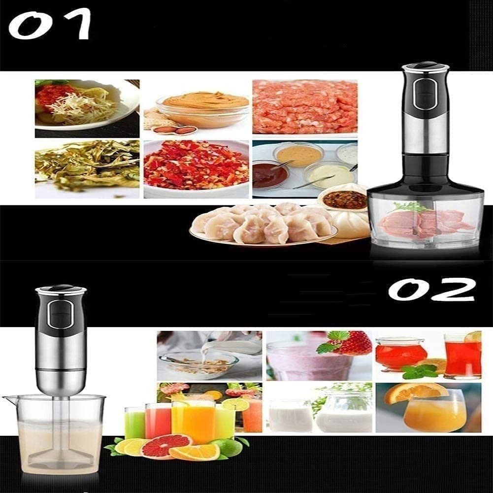 Blender ręczny ręczny, blender ręczny 4 w 1, blender ręczny ze stali nierdzewnej, bez BPA, narzędzie kuchenne, idealny do zup, koktajli, przecierów, jedzenia dla niemowląt