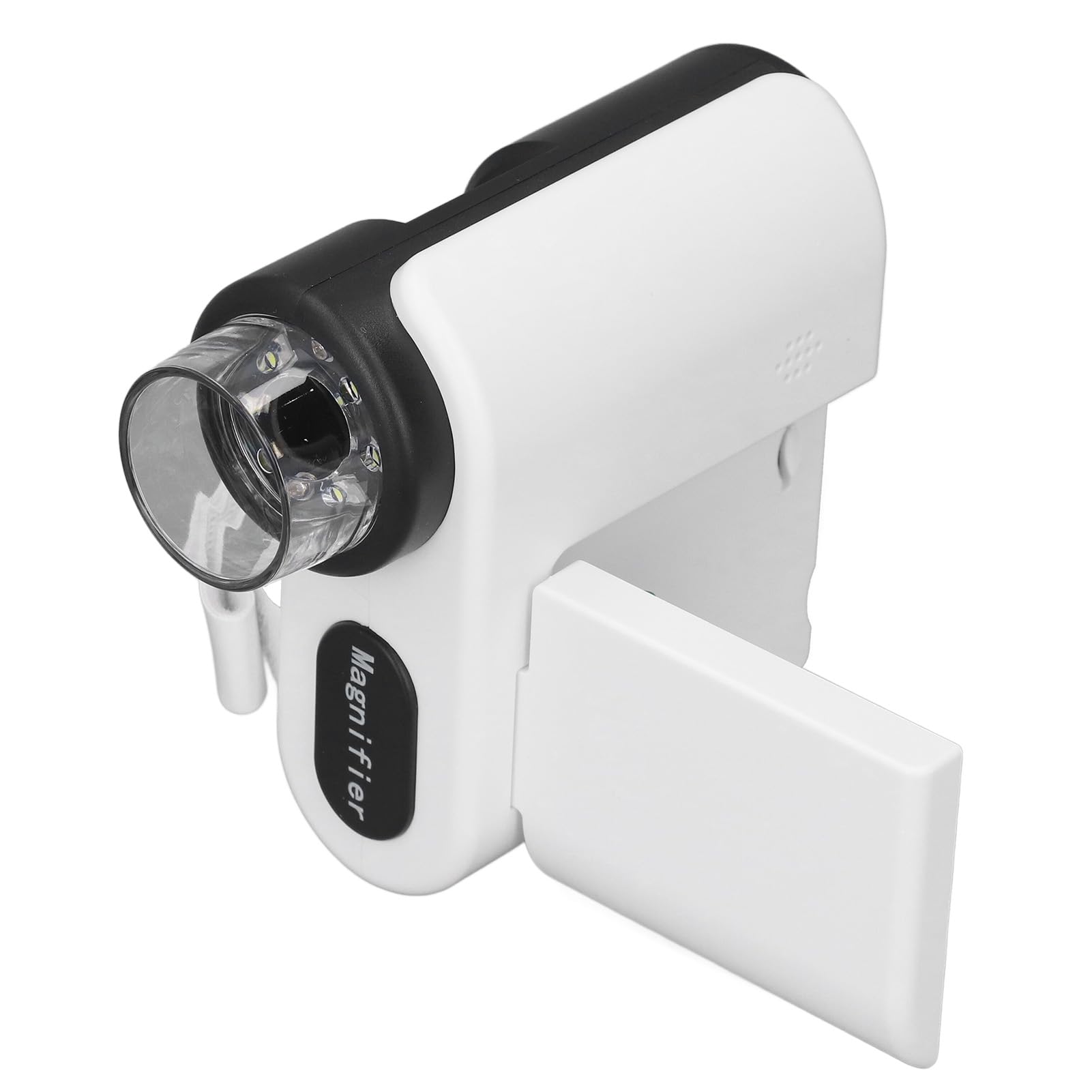 Microscopio tascabile portatile, microscopio studente registrazione video schermo a colori da 2 pollici 6 luci LED per la casa (bianco)