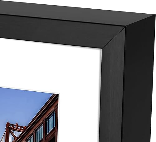 Miniatura 8 de Frametory, Marco de fotos de aluminio de 13 x 19 pulgadas, marco negro de 13 x 19 pulgadas con paspartú de color marfil para fotos de 11 x 17