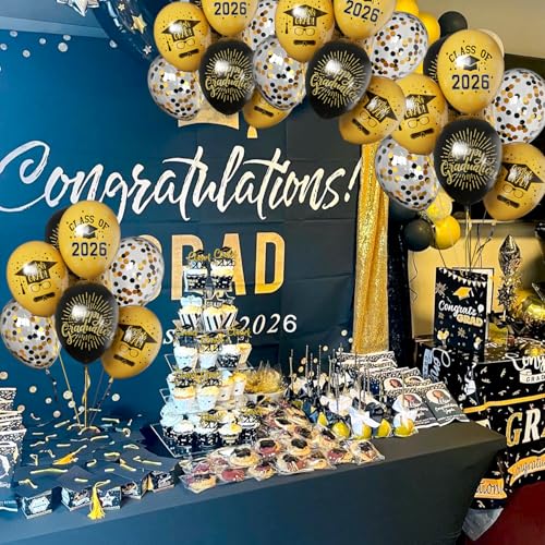 Graduation Balloons 2026 - 50pcs Black & Gold Latex Party Decorations - Image 7