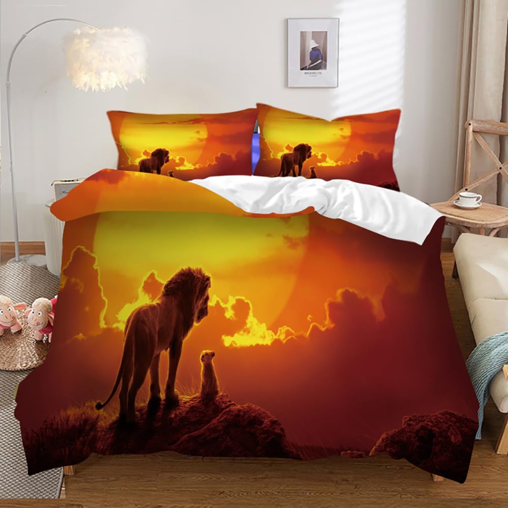 Bedding Set The Lion King Duvet Cover Set for Boys Girls Junior/Cot Bed Reversible Lovely Colorful Comforter Cover (220x230cm(King),Lion 07)