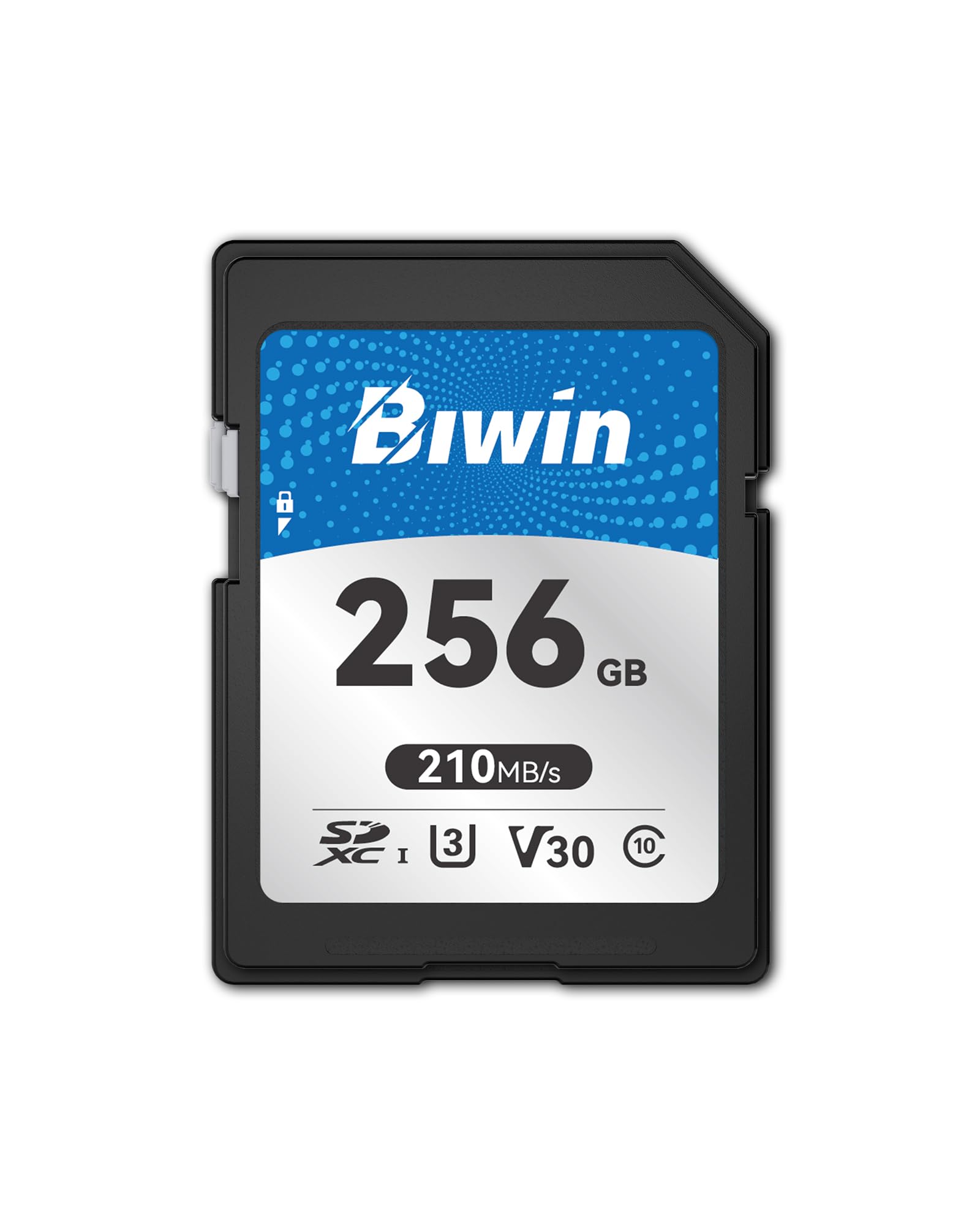 Carte SD Biwin SD210, 256 Go, SDXC V30 UHS-I, Classe 10, jusqu'à 210 Mo/s en Lecture. Robuste, Compatible 4K UHD. Idéale pour créateurs.
