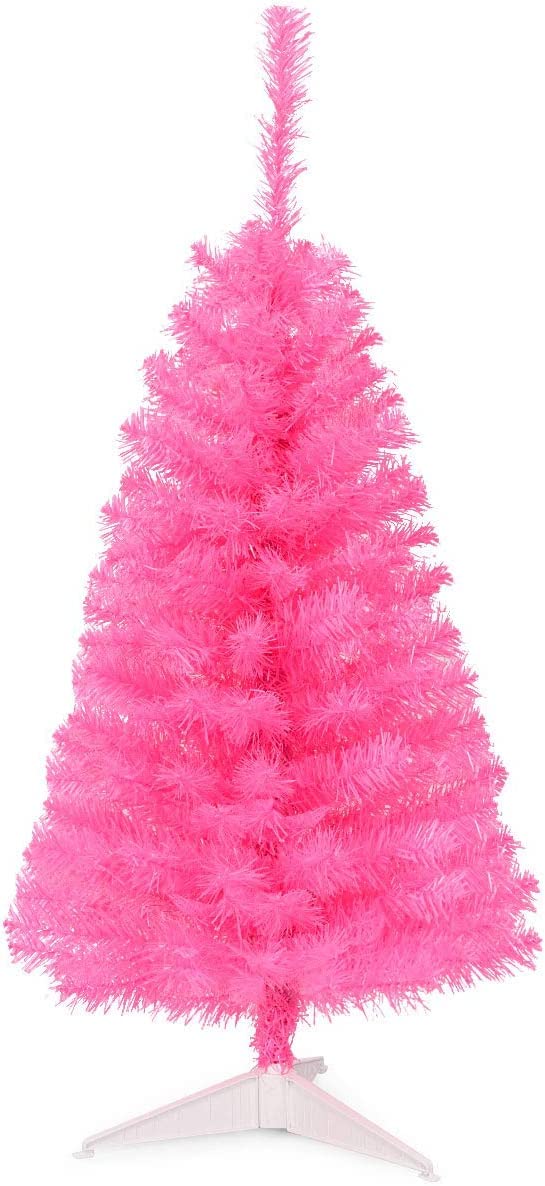 Generic CHEFJOY Pink Artificial Christmas Tree, 3FT Full Christmas Tree with Sturdy Base, 116 Branch Tips Hinged Unlit Holiday Christmas Tree for Valentine’s Day, Wedding, Party