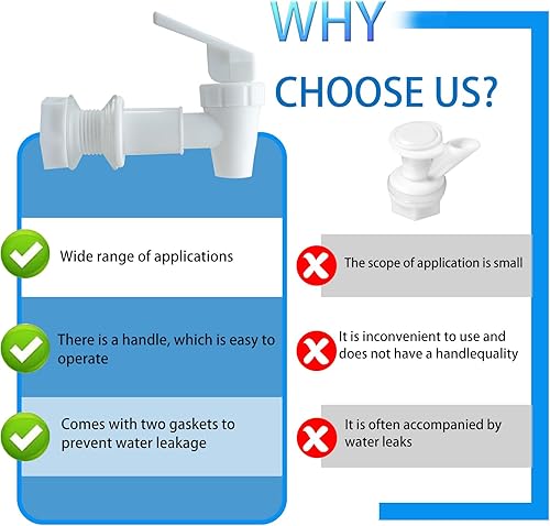 Vista 29 de Grifo enfriador de repuesto para botella de agua, juego de grifos dispensador de agua, boquilla de plástico sin BPA, palanca de bebida de agua