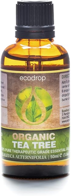 Australian Tea Tree Essential Oil, Cosmos Certified Organic, Therapeutic Grade Aromatherapy Oil, 50ml, Free E-Book (Melaleuca Alternifolia) by Ecodrop