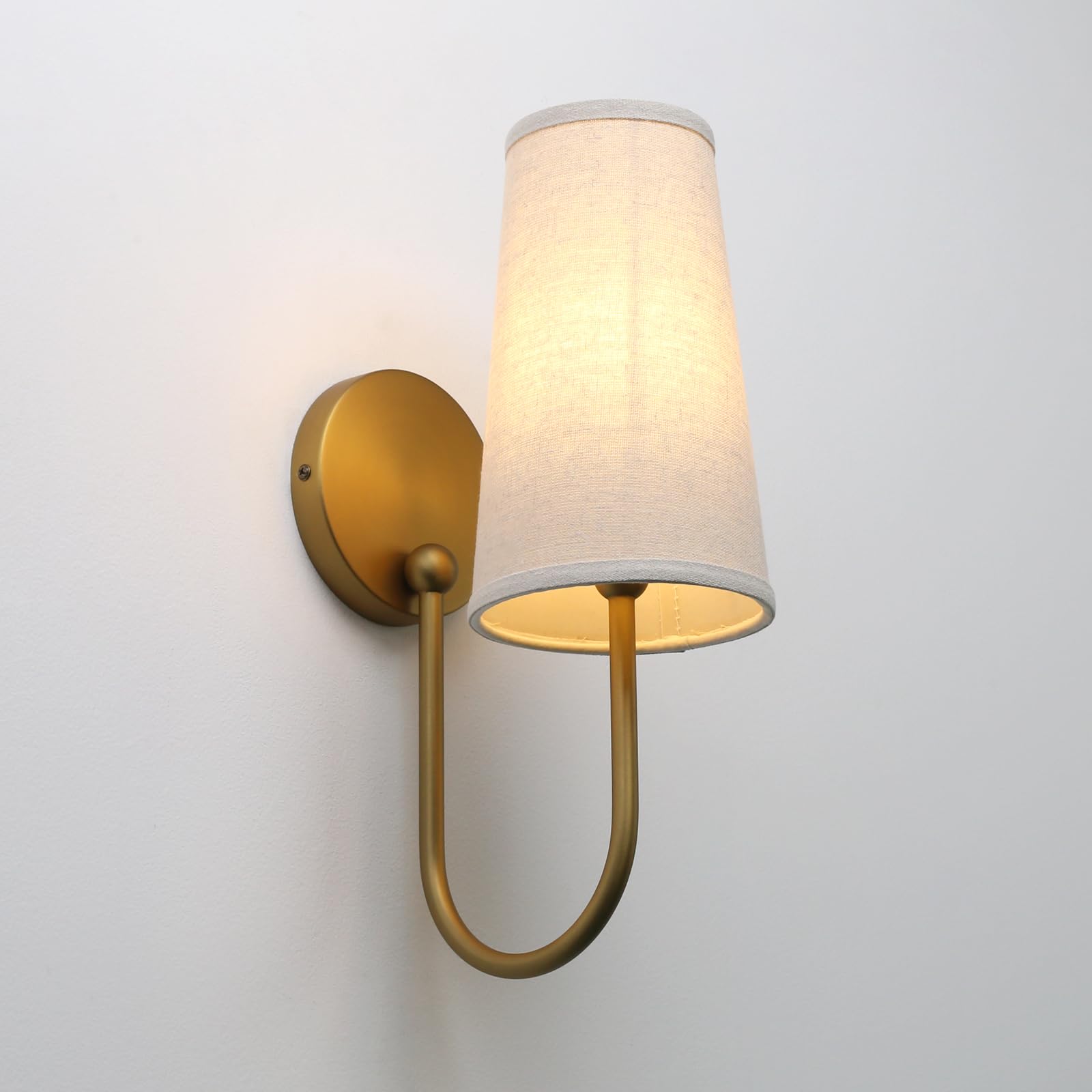 Pathson Tissu Applique Murale Intérieure Lot de 2, Câblé E27 Luminaire | Vintage Entonnoir Tissu Lin Lampe Murale, Applique Ancienne Salle de Bain Salon Chambre Chevet Lit Cuisine,40W, Pas d'ampoule