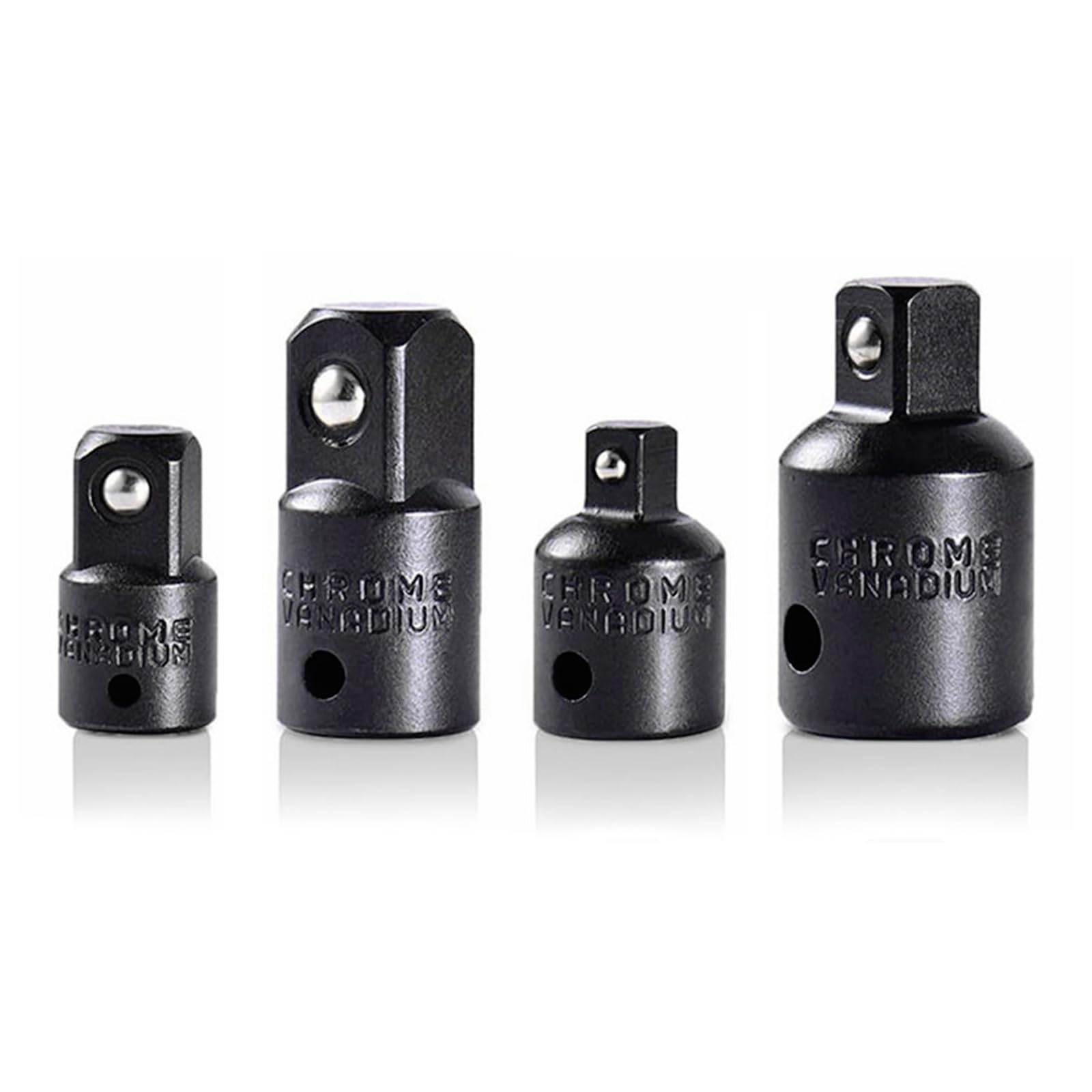 Husoue Black 4-Piece Impact Socket Adapter, Impact Wrench Adapter Set Nut Adapter Laser Marking Easy Identification And Management For Ratchets Nuts Socket Wrenches More