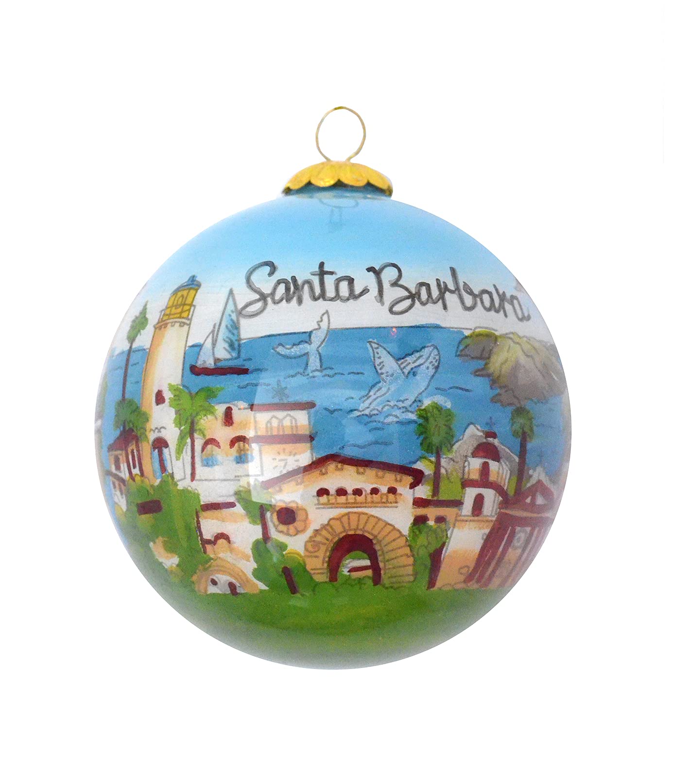 Art Studio CompanyHand Painted Glass Christmas Ornament - Santa Barbara