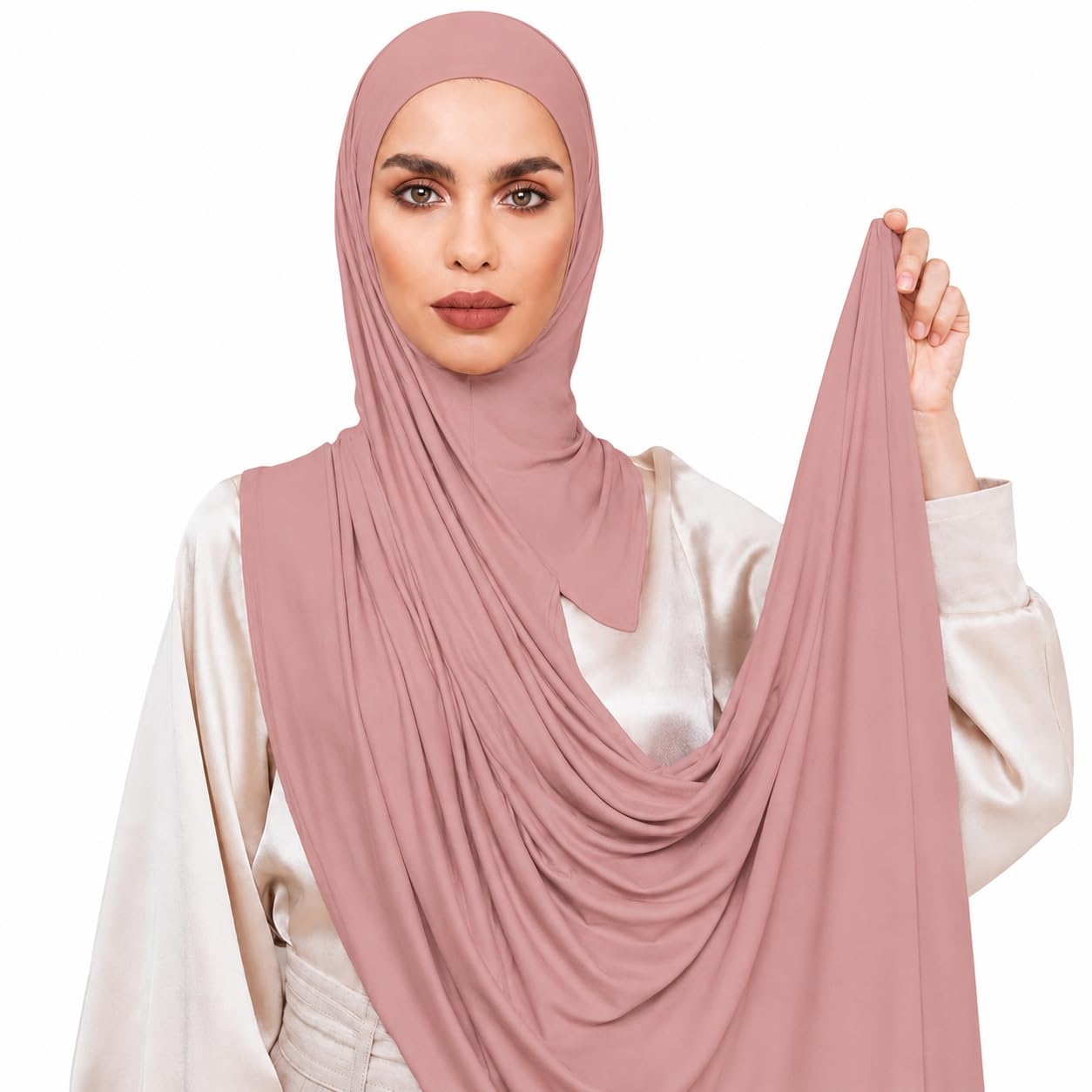 VOILE CHIC Instant Hidżab szalik dla kobiet – wysokiej jakości chusta na głowę z dżerseju, wyprodukowano w Turcji, Pudrowy róż, Pack of 1