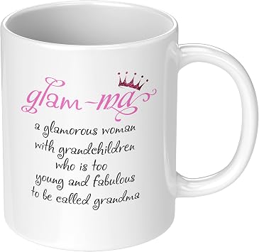Glam-ma Definition Ceramic Coffee Mug Funny Birthday Gift for Grandma 11 oz