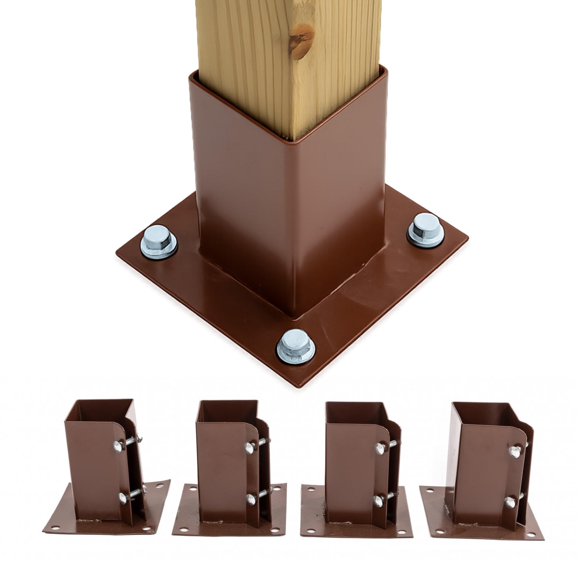 Oypla 4X Heavy Duty Bolt Down Fence Post Shoe Grip Holder - 100 x 100mm