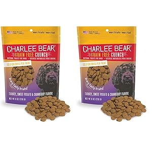 Charlee Bear Grain Free Crunch Dog Treats, Turkey, Sweet Potato & Cranberry Flavor, 8 oz (Pack of 2)