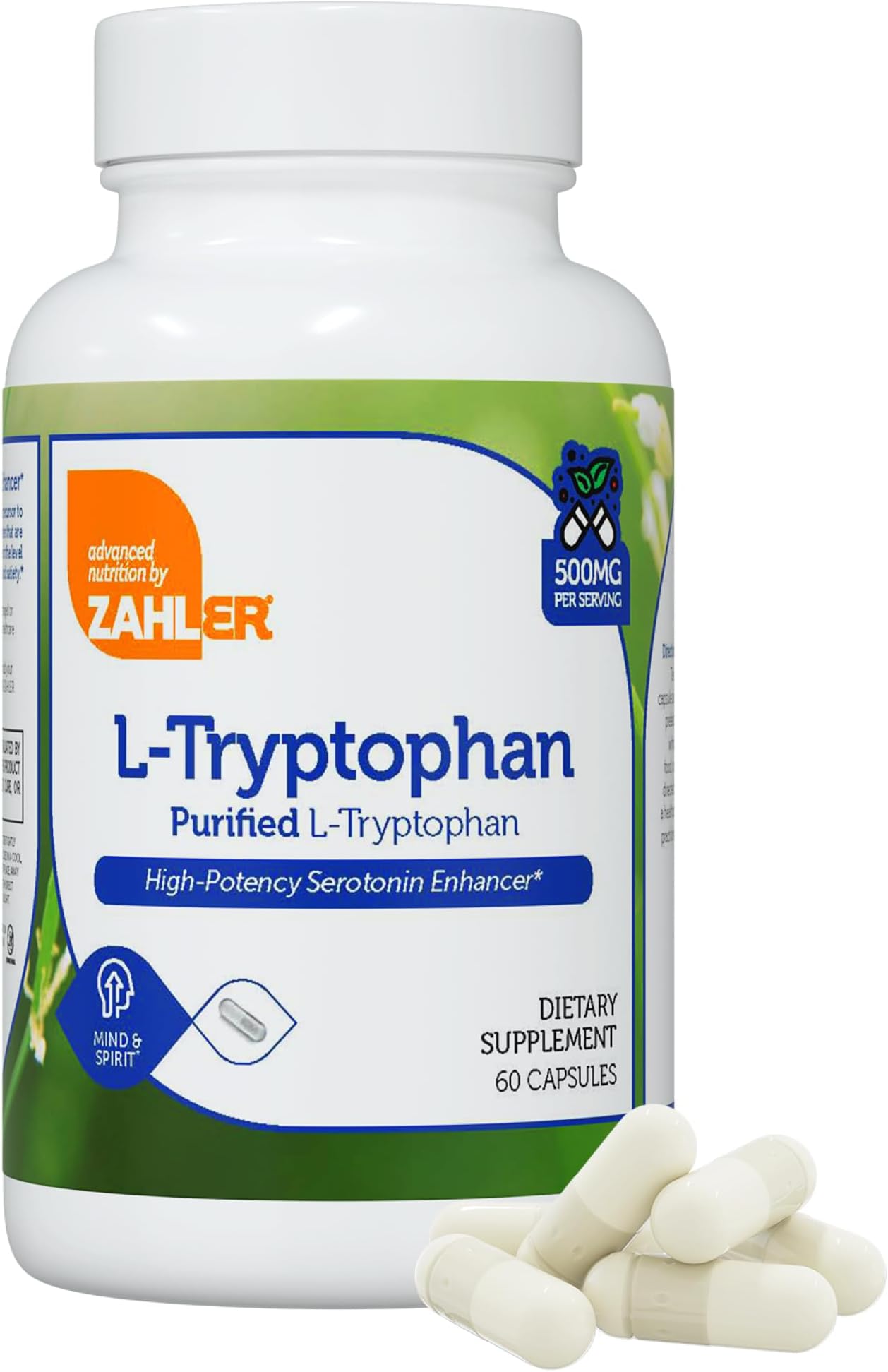 Zahler L-Tryptophan 500mg Supplement, Contains 500mg of L-Tryptophan, Kosher, 60 Capsules