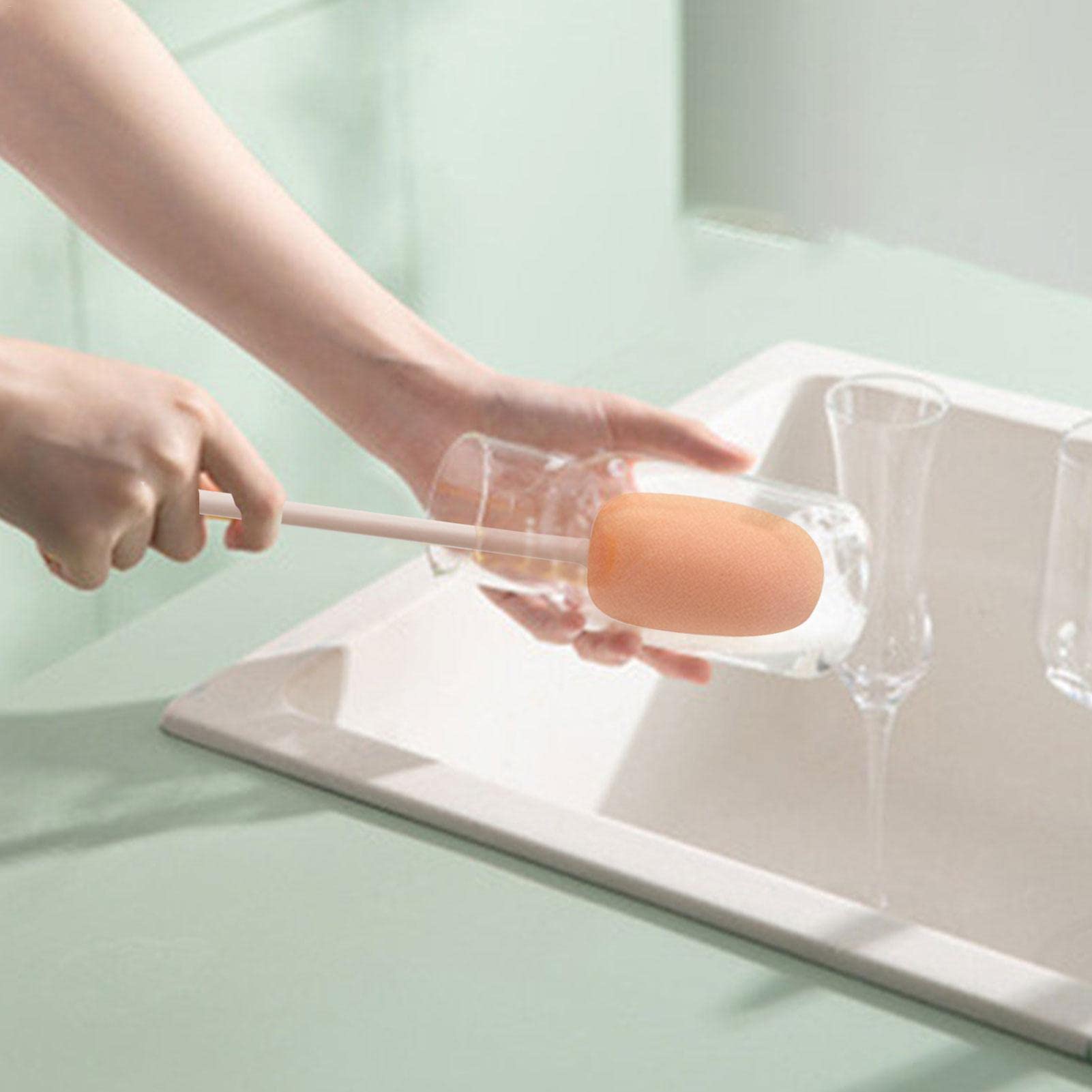 ?? Cup Cleaning Brush, Soft Sponge Without Scratches Bottle Cleaning Brush | The Long Handle Scrubber Can Be Placed Upright, To Clean Sports Bottles