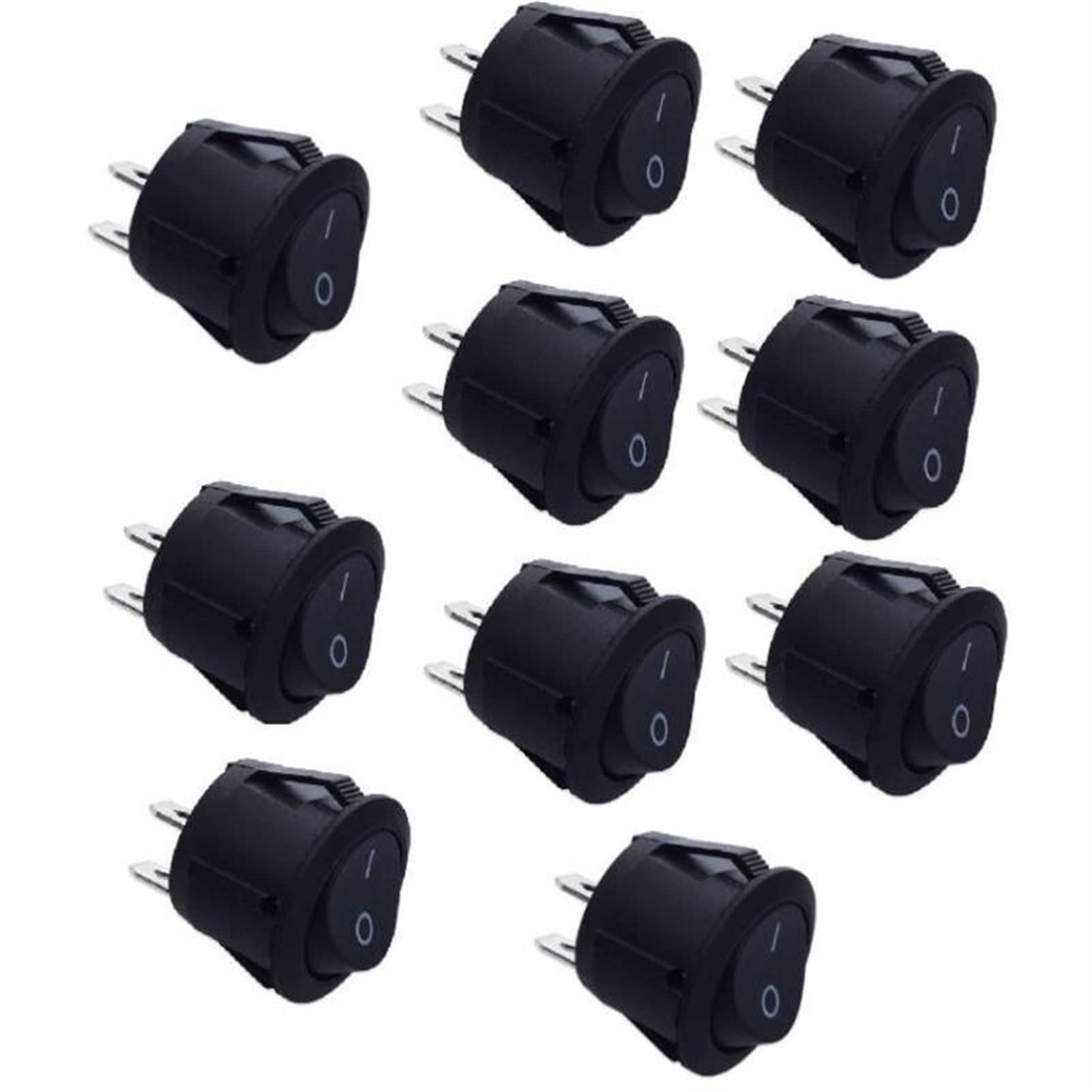 AERBNYEQP Relay 10/5pcs 12v Round Rocker Switch ON/Off 2 Pin SPST Van Caravan Boat Motorhome Switches & Relays Car Interior Accessories(10pcs)