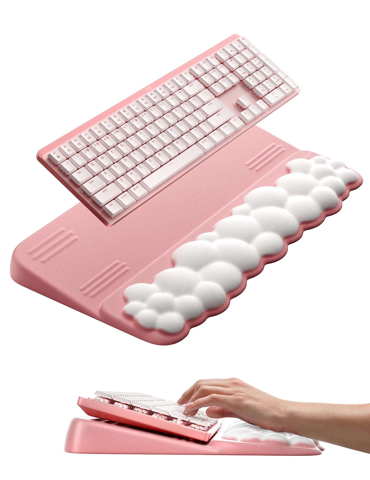 Vaydeer Keyboard Stand Wrist Rest Cloud Ergonomic Wrist Support Pad Soft Memory Foam Computer Keyboard Riser Holder Lifter