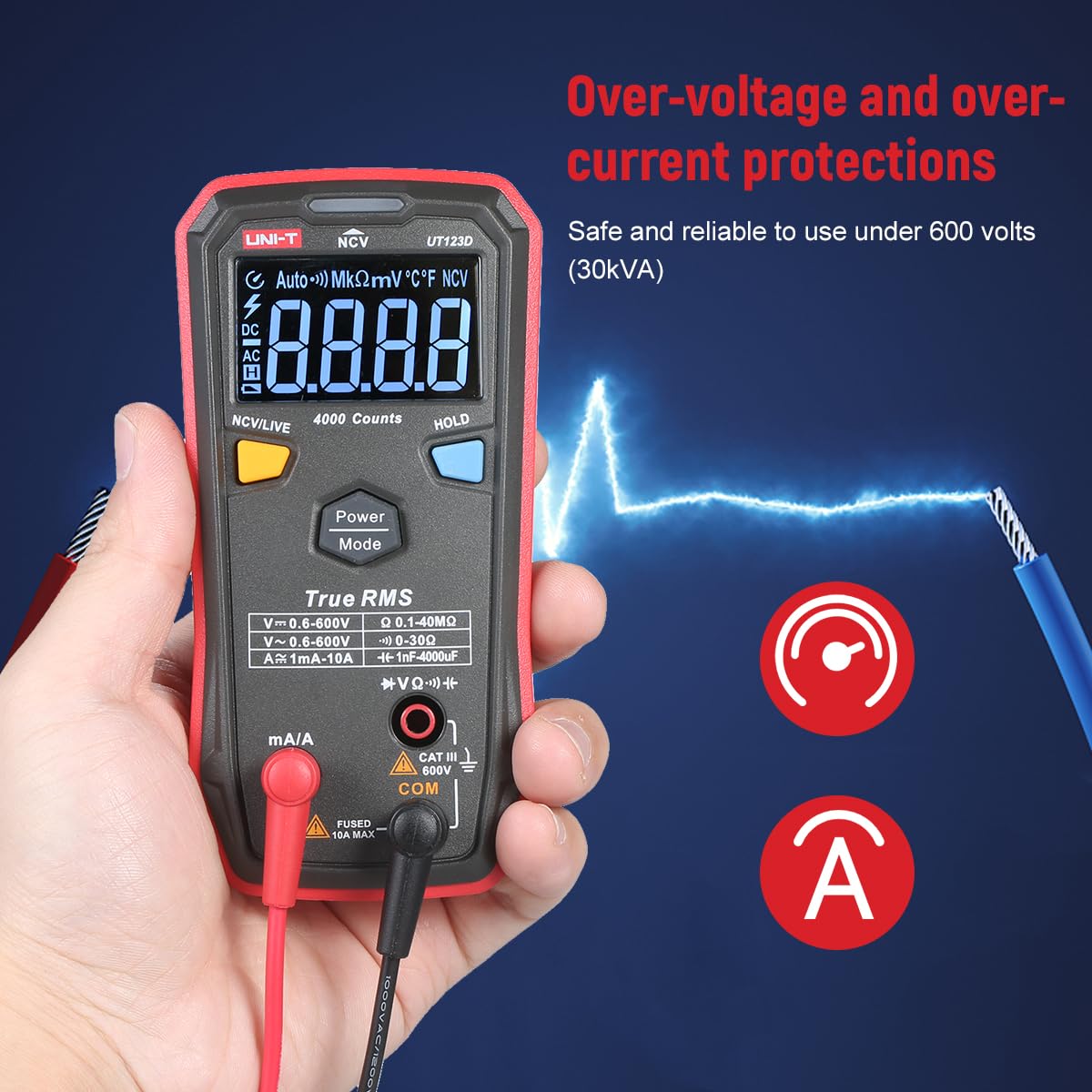 UNI-T Digital Smart Multimeter UT123D True RMS EBTN Display DC AC Voltage Current Tester Capacitance Meter Measuring Instruments