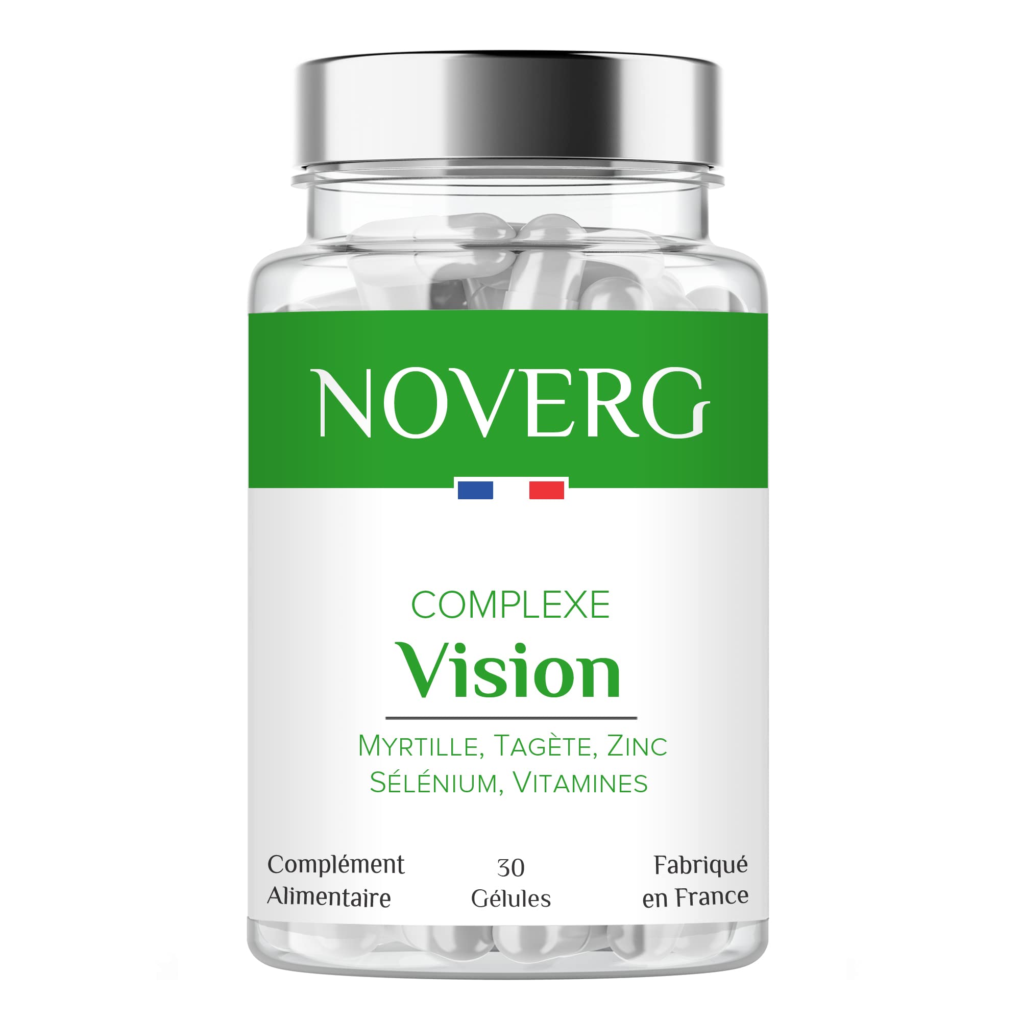 Vision | Améliore la vision et l'acuité visuelle, Protège du vieillissement oculaire | Lutéine, Zéaxanthine, Myrtille, Tagète, Zinc, Sélénium, Vitamines | Vegan | 30 Gélules | Fabriqué en France