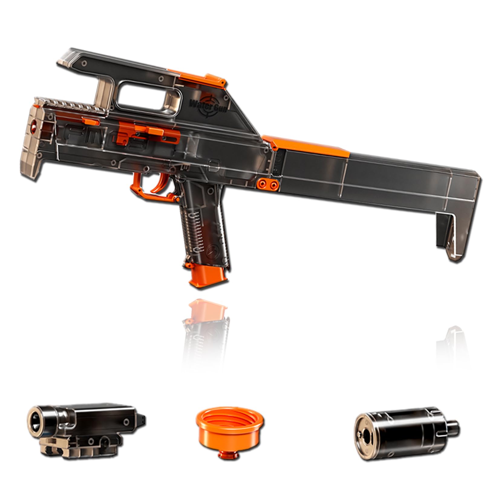 Electric Water Gun with Burst Fire, Detachable Torch, Flashing Muzzle, Foldable, Rechargeable – Fits 3cm Bottle, No Frequent Refilling - for Garden Pool Beach Outdoor Toys for Kids Adults