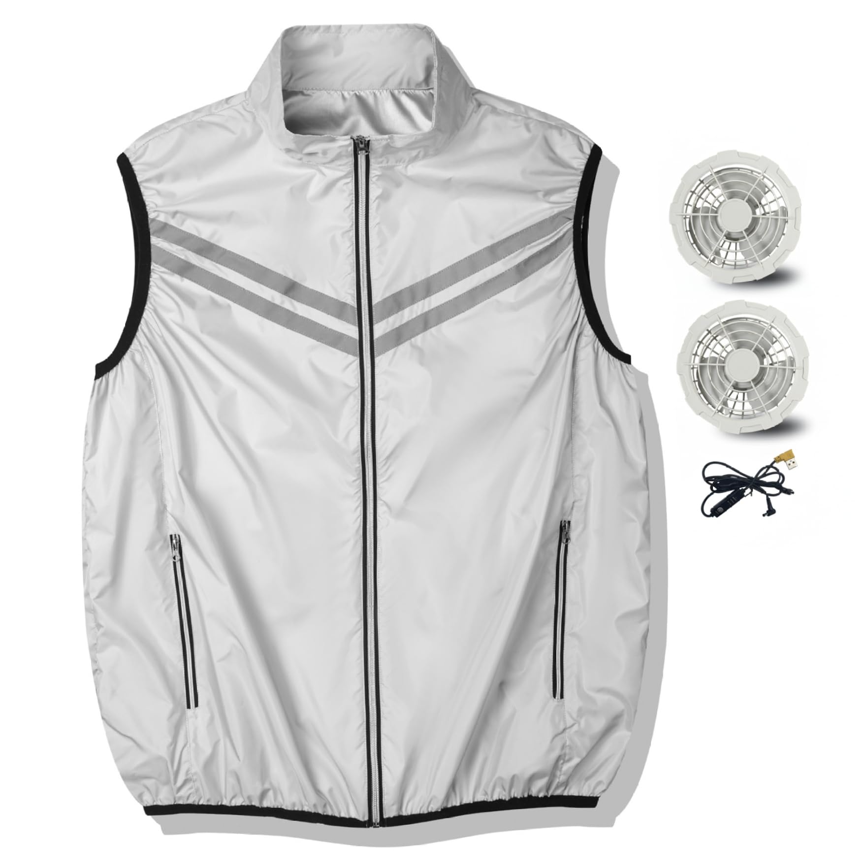 Gilet rafraîchissant avec bandes réfléchissantes veste climatisée double ventilateur XL