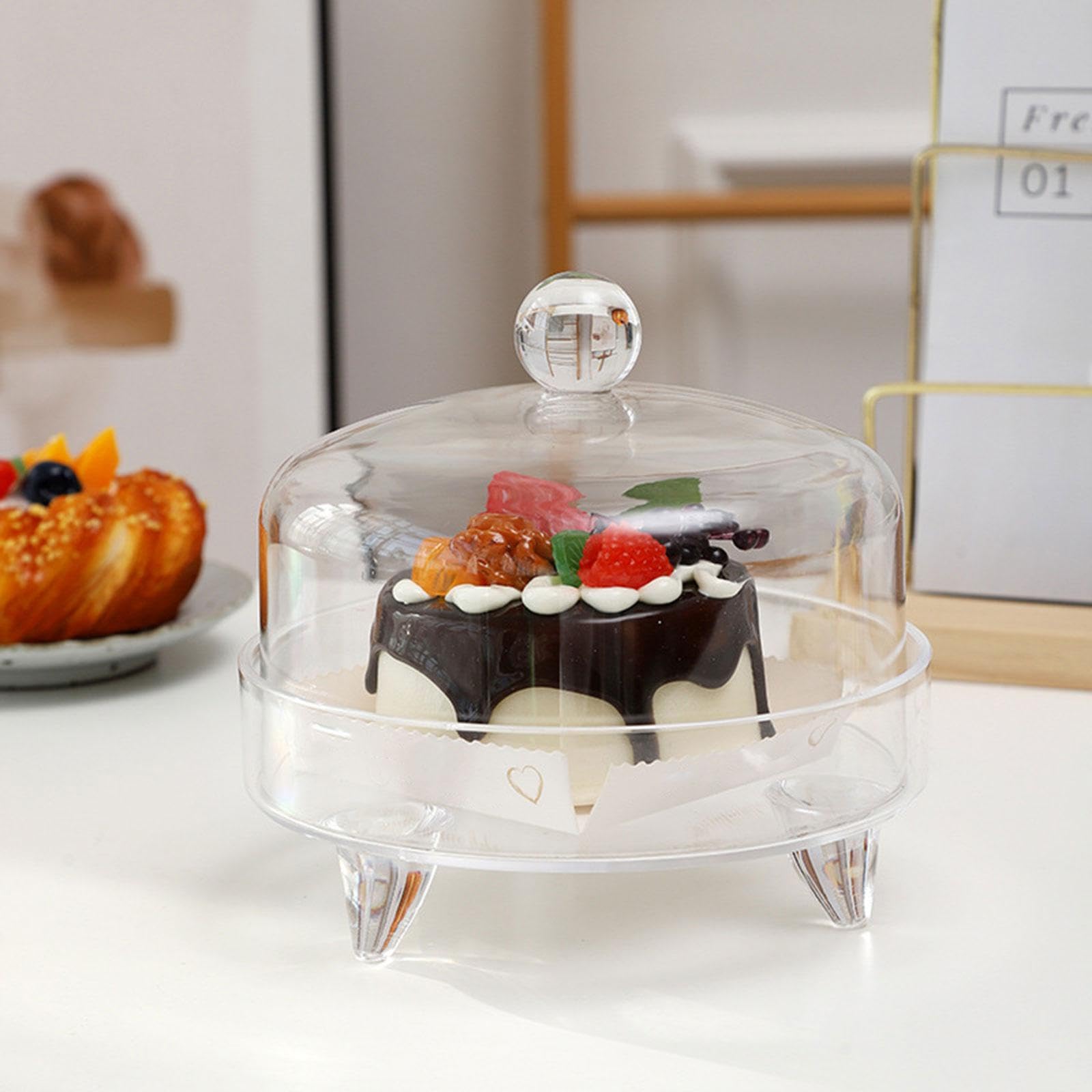 Soporte para Pasteles con Cúpula, Transparente, Expositor de Pasteles, Bandeja para Postres, Ideal para Fiestas, Cumpleaños, Bodas Y Días Festivos, S
