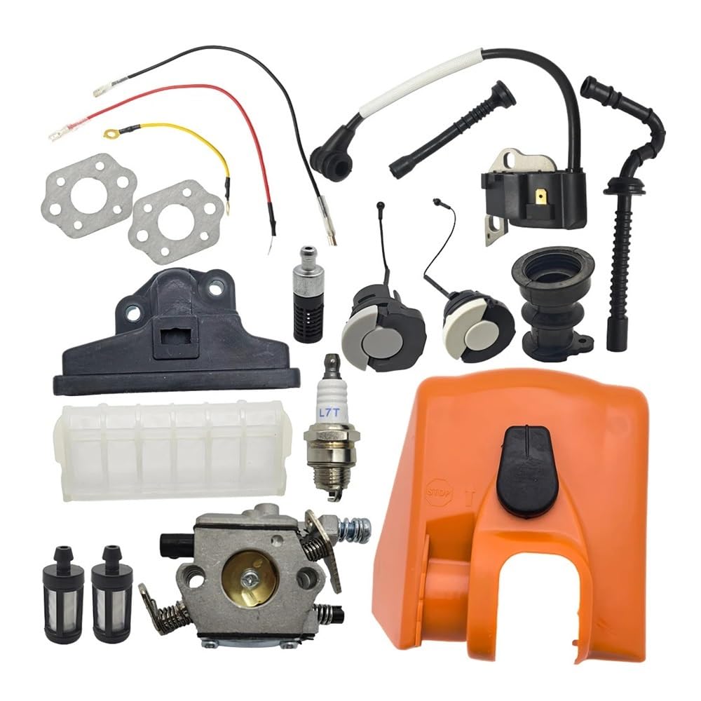 Base de Cubierta de Filtro de Aire con Kit de carburador de Bobina de Encendido for Motosierra Stih MS250 MS230 MS210 11231401902 1123 358 7701 Tapa de Aceite de Combustible