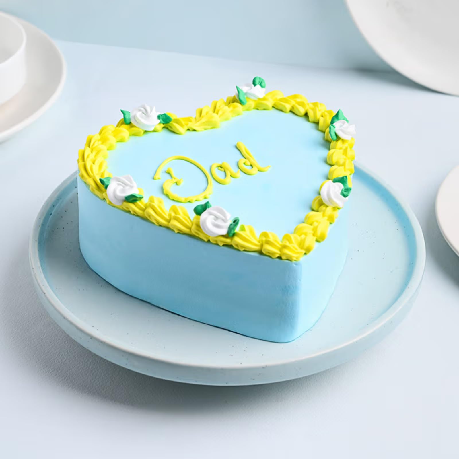 FlowerAura Father's Day Cake Delicious Fresh Heart Shape Pineapple Cake For Father | Cake For Dad | Cake For Papa | Cake For Father-In-Law (Same Day Delivery) (0.5Kg)-image-7