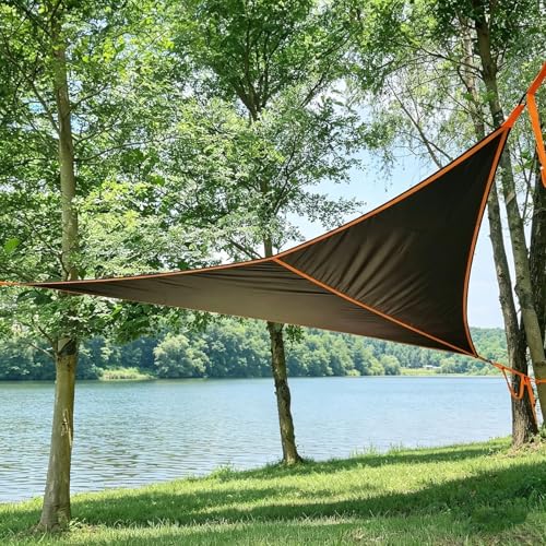 HUGDSB Hamaca Triangular for Acampar de 13 pies, Hamaca portátil for Tienda de campaña con árbol de 3 Puntos con Correas for árboles Resistentes y Bolsillo de Capacidad máxima de 500 Libras
