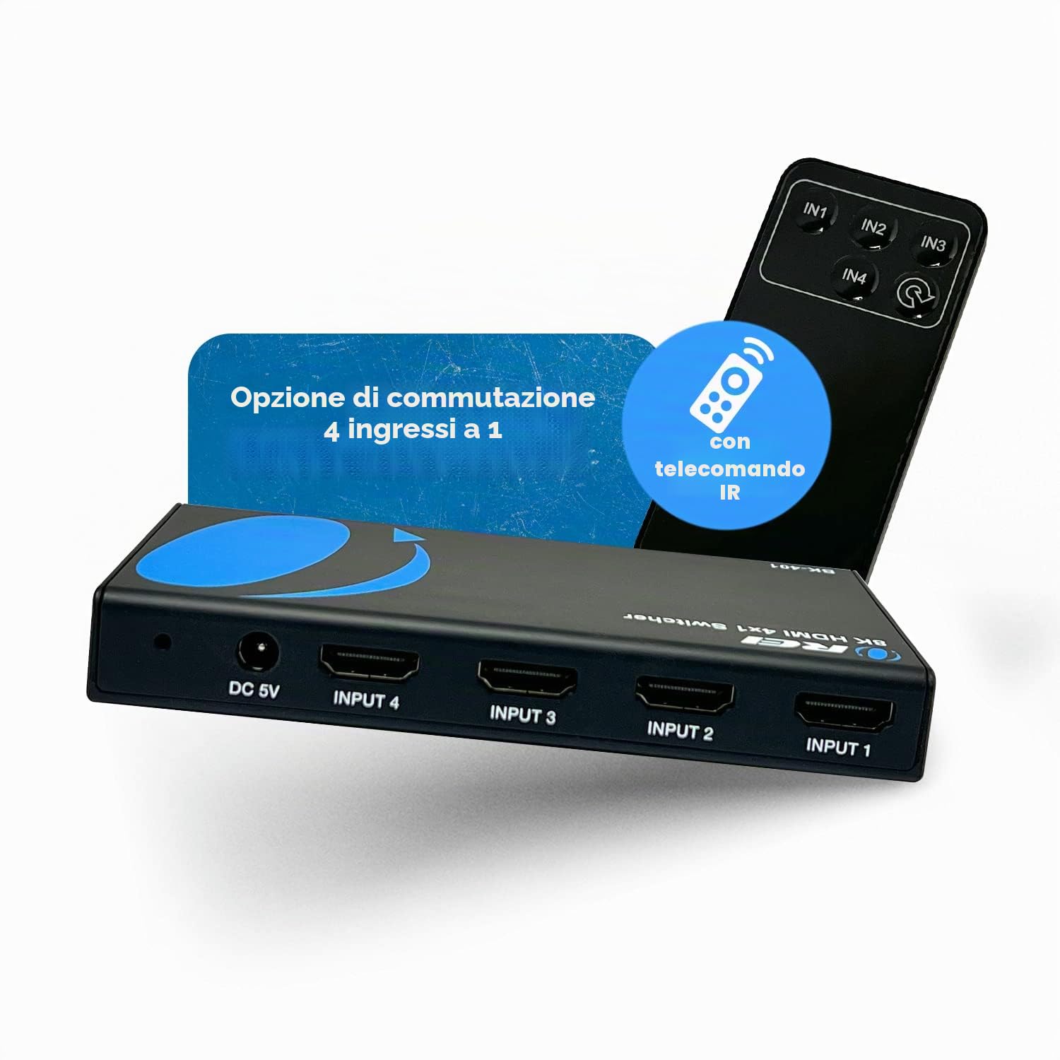 OREI 8K 4x1 HDMI 2.1 Switch 4K @ 120hz Switcher 4 in 1 Out, supporto HDR, HDR10, Dolby Vision, HLG 48Gbps per Xbox Series X PS5 Roku Fire TV Monitor Proiettore Dolby