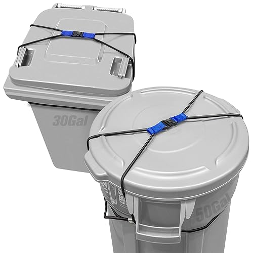 WIAZZLUK Bloqueo de cubo de basura Cerradura de tapa de basura resistente para bote de basura al aire libre de 30 a 50 galones, evita que los