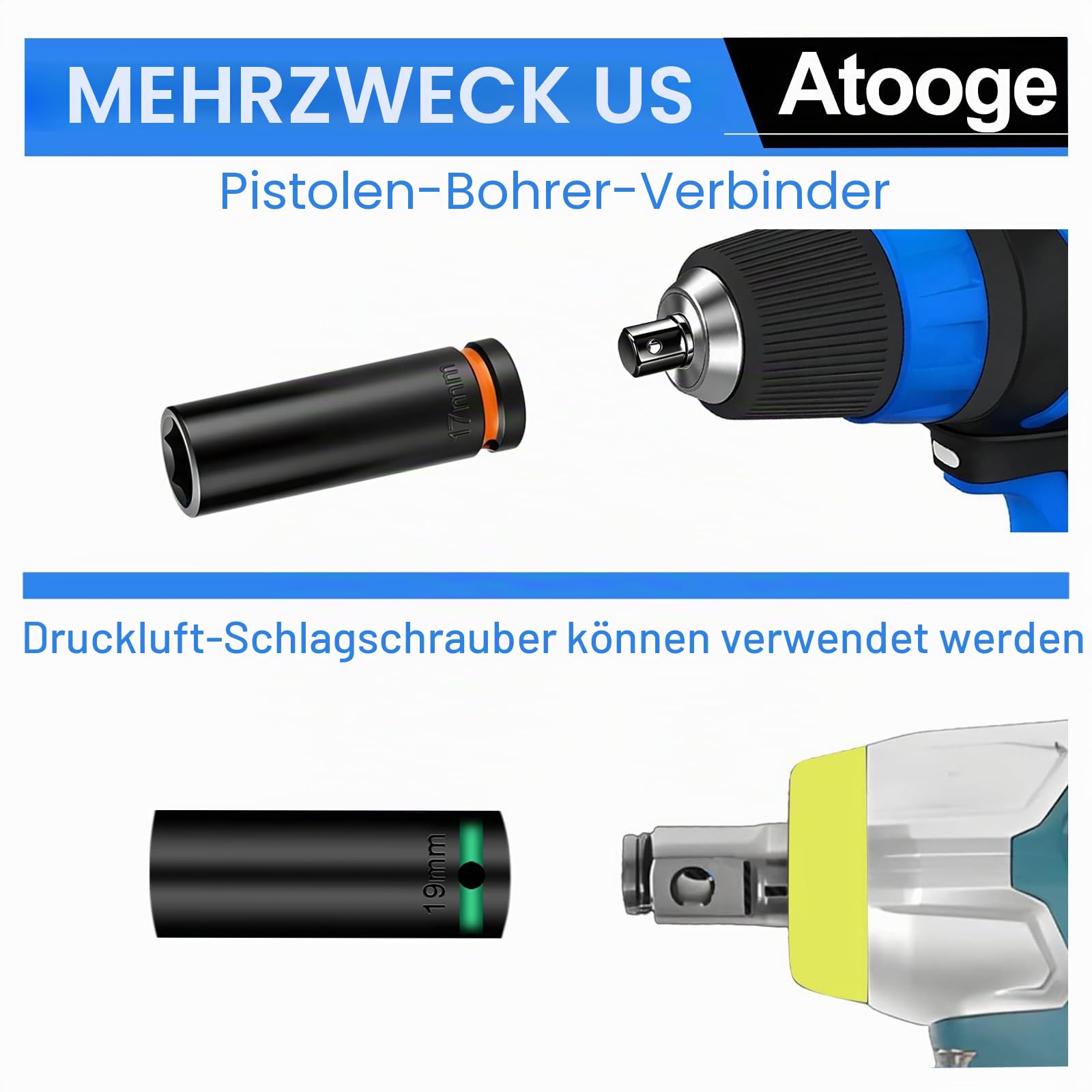 1/2-Zoll-Antrieb, 35-teiliges Schlag-Steckschlüssel-Set, 20 Stück kurz, 8–32 mm und 15 Stück tiefe 10–32 mm 6-Punkt-Stecknüsse, CR-V-Stahl, korrosionsbeständige Farbring-Stecknüsse für Auto, LKW