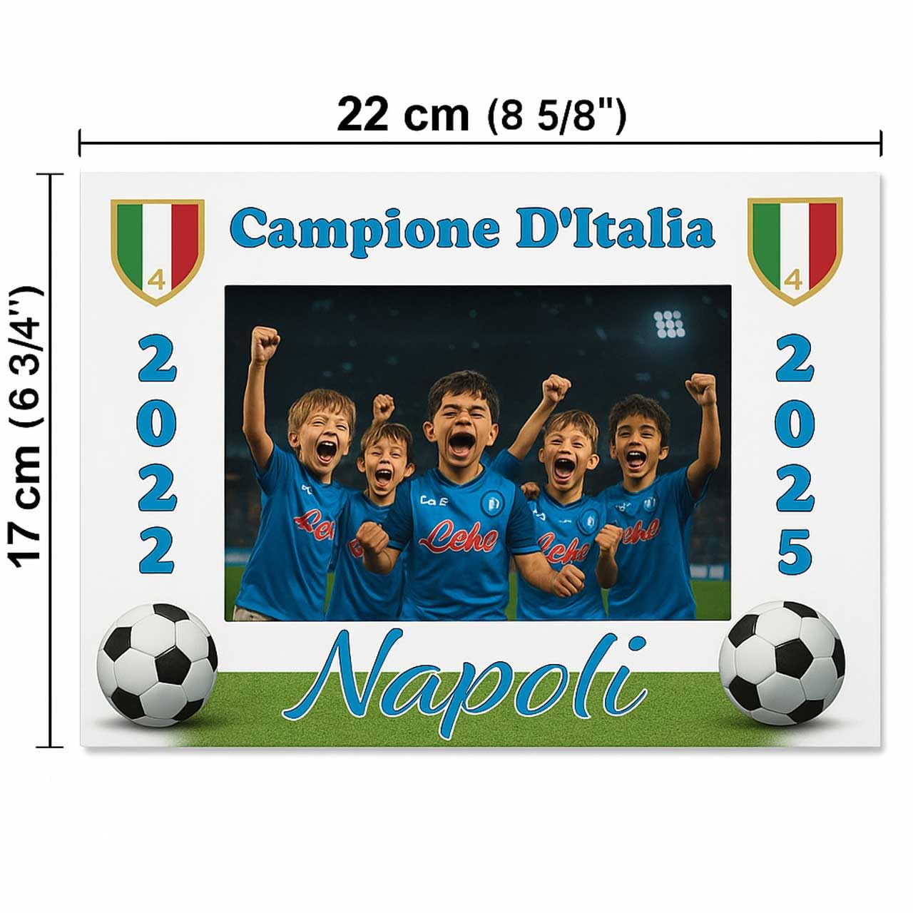 Bilderrahmen mit Wappen Napoli, Foto, 10 x 15 cm, Napolitanischer Fanartikel, 10 x 15 cm, zum Einrahmen und Andenken an das historische 4. Wappen der Partnerschaft mit Stolz und Leidenschaft