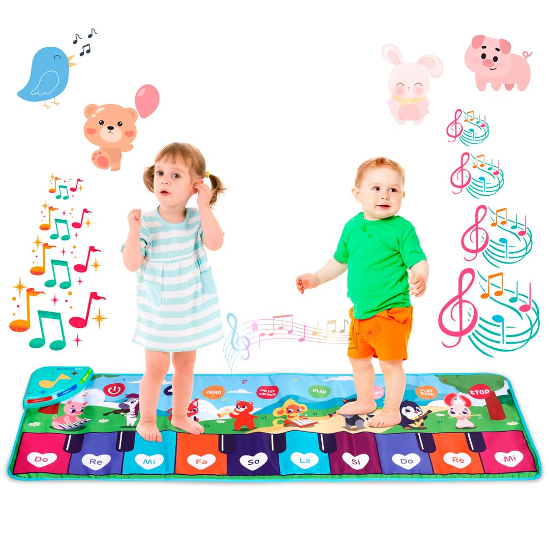 NK Alfombra Musical para Bebé con 8 Sonidos del Mar LED - Piano Infantil Juguete para Niños 3 4 5 años, Regalo Original Montessori Cumpleaños Navidad, Plegable, Función Record/Playback (110x36cm) — view 8