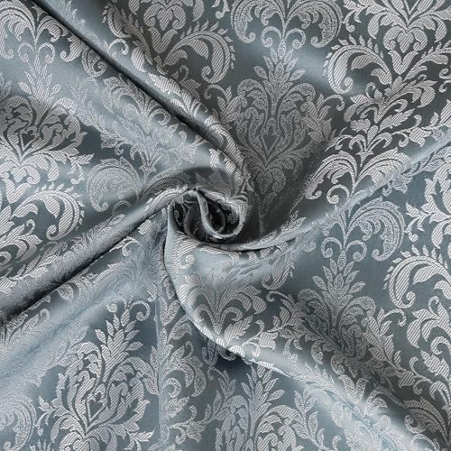 Image of STITCHNEST Damask Jacquard Door Curtain - Light Blue, 7 Feet, Grommet Top - Pack of 1 Elegant Curtain for Living Room & Bedroom