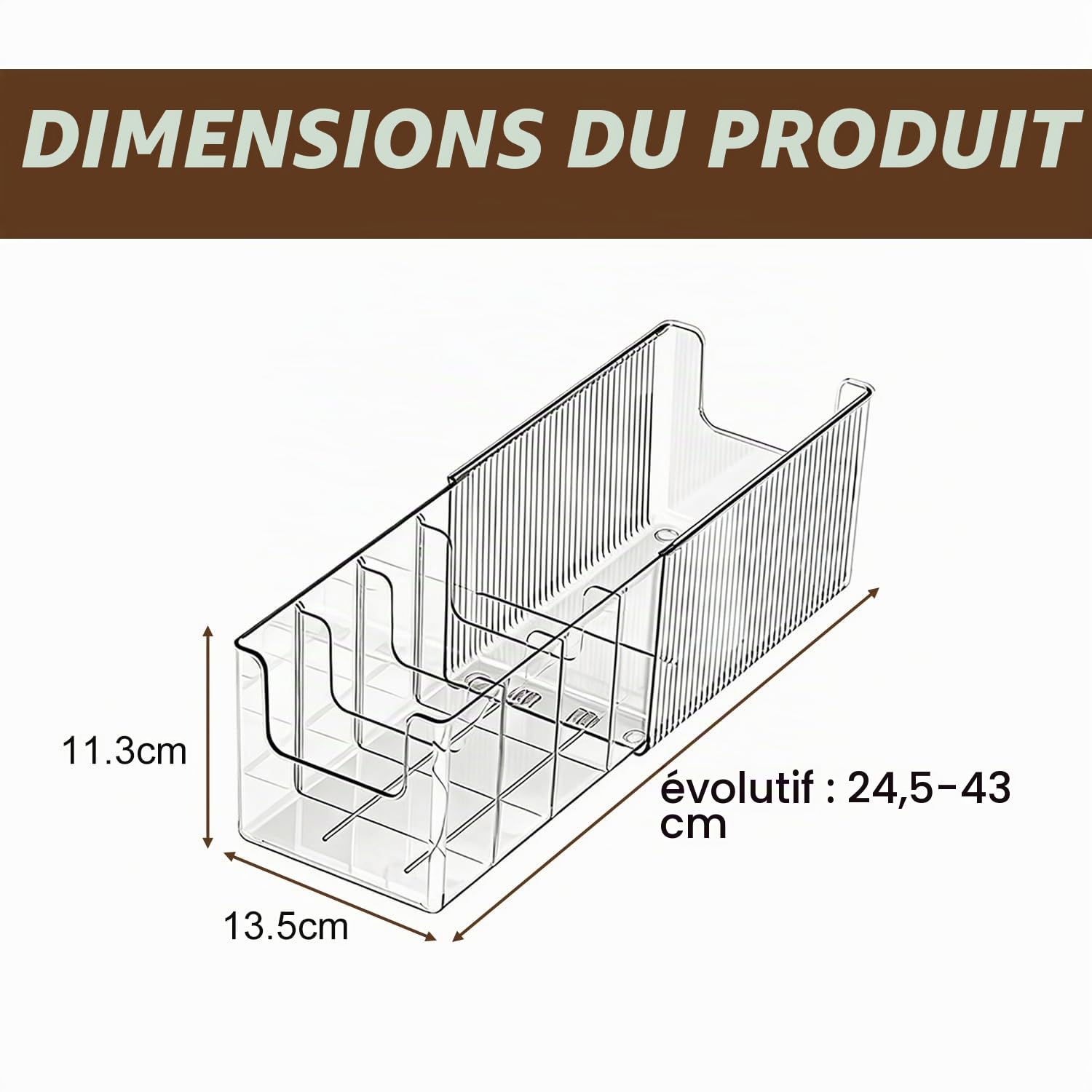 Range Ceinture, Organiseur de Ceinture en Acrylique Rétractable, Présentoir de Ceintures avec 6 Compartiments pour Montres Cravates Bijoux et Accessoires, Séparateurs Modulables