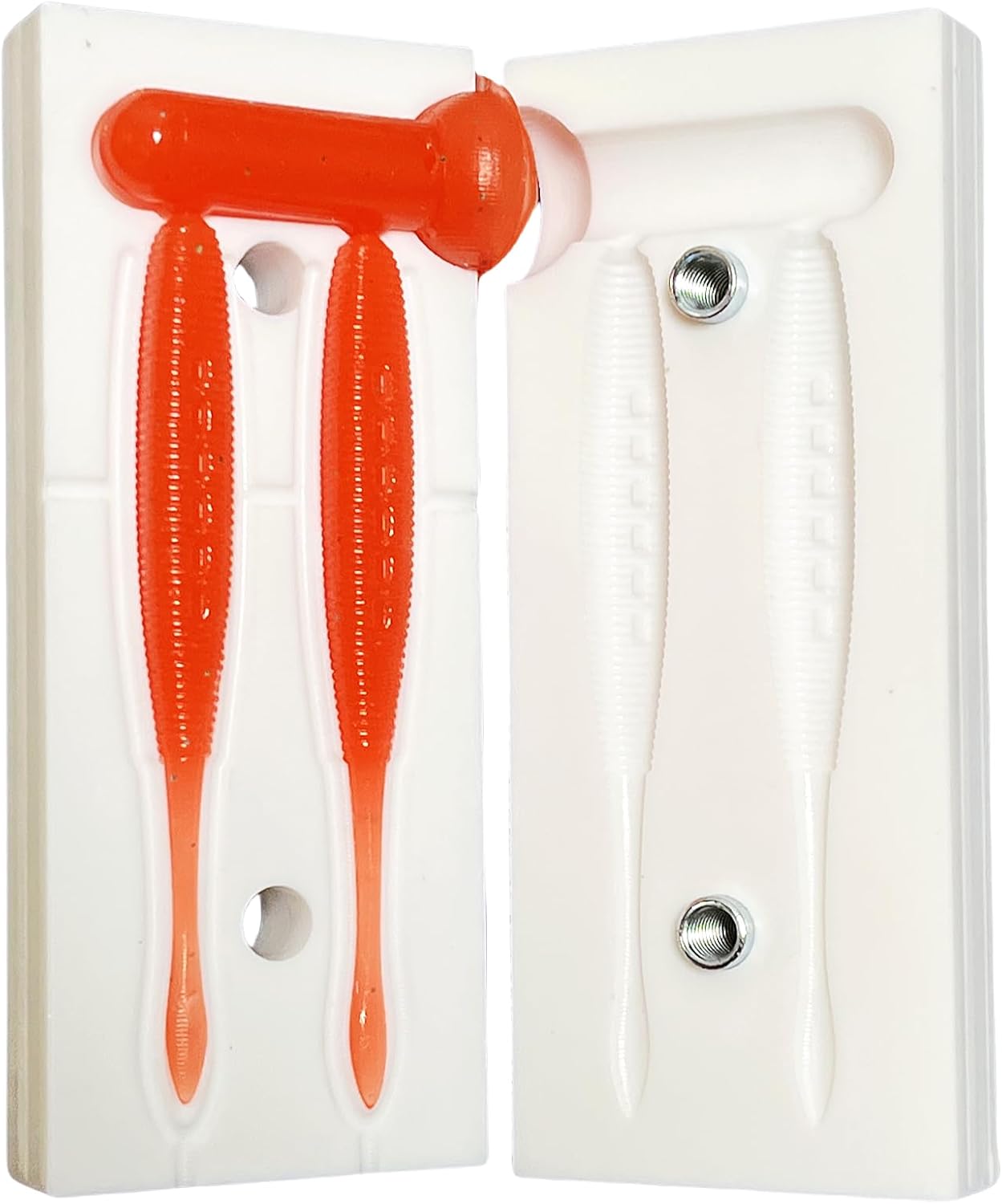 Fishing Lure Molds for Soft Plastic, Paddle Tail Worm DIY Quick-Open Composite Stone Mold, Heat-Stable & Durable,