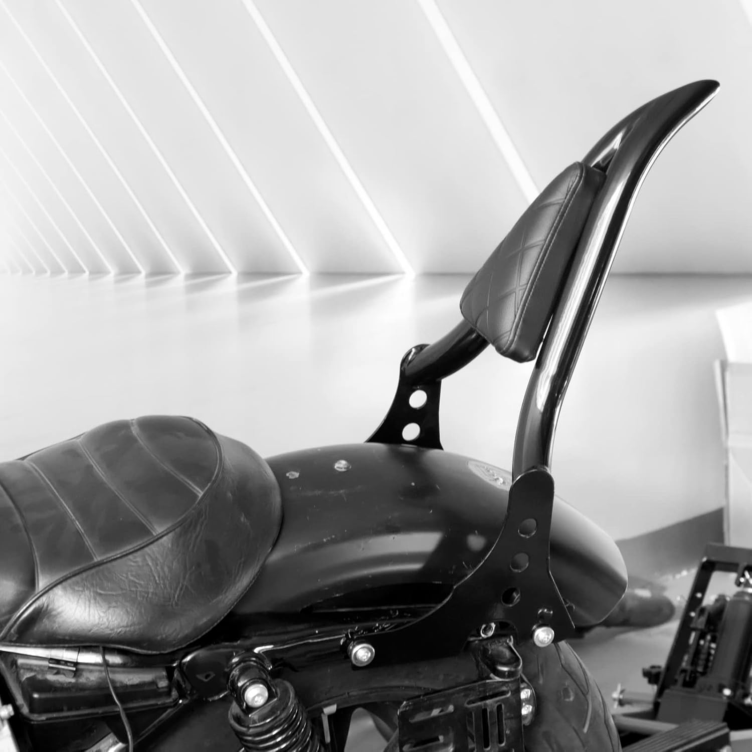 HDBUBALUS Motorcycle Sissy Bar Detachable Rear Passenger Backrest Pad Fit for Harley Sportster XL 883 1200 2004-2022 (Black,Rhombus Pad)