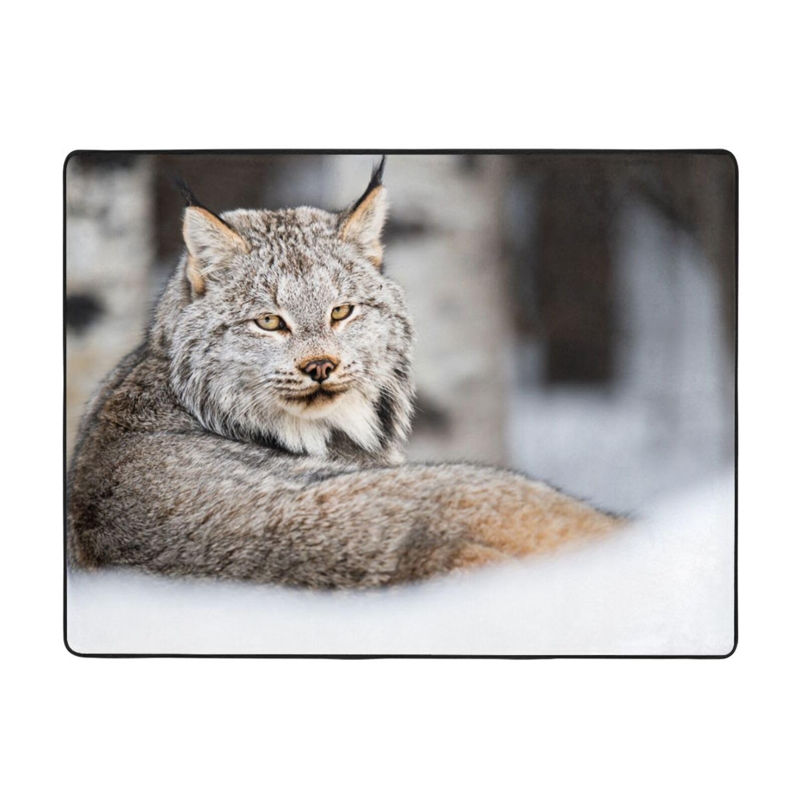 Tapis de chambre pelucheux en flanelle Canada Lynx pour sol froid et glissant