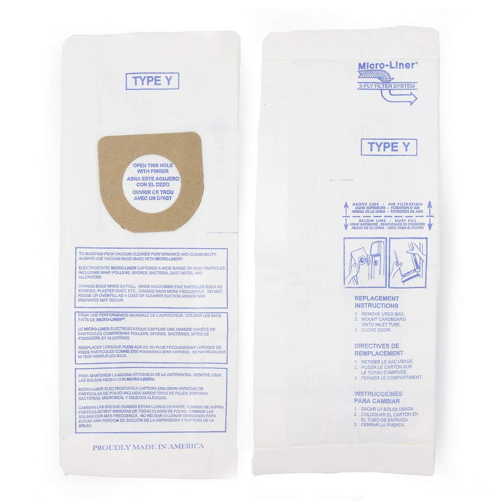 DVCReplacement Micro-Lined Paper Bags for Hoover Style Y Windtunnel and Tempo Upright Models | 2-Ply Filter Removes 99.7% of Particles and Allergens | 18 Bags
