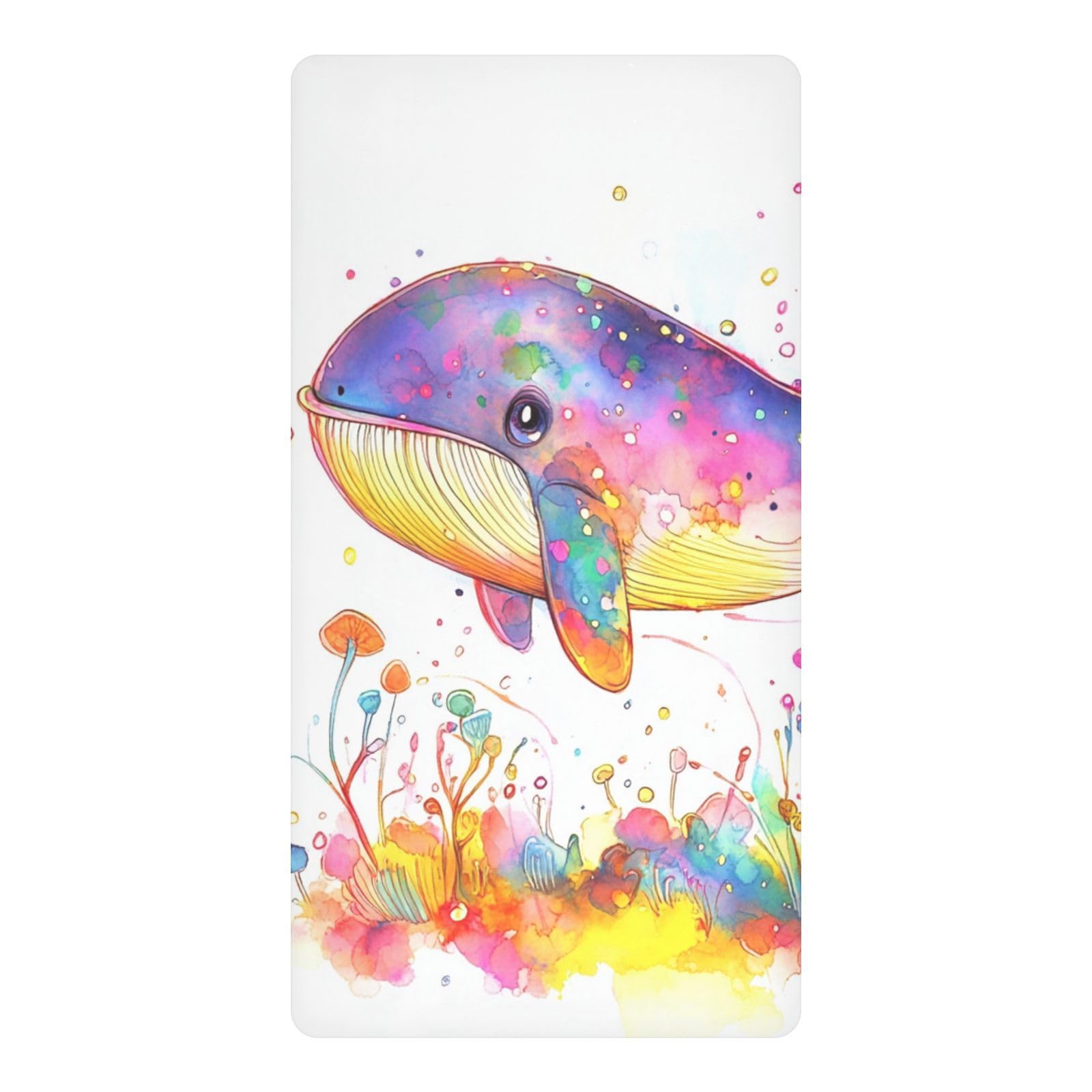 Drap-housse imperméable lit bébé 132x71 cm alèse garçon motif baleine bleue
