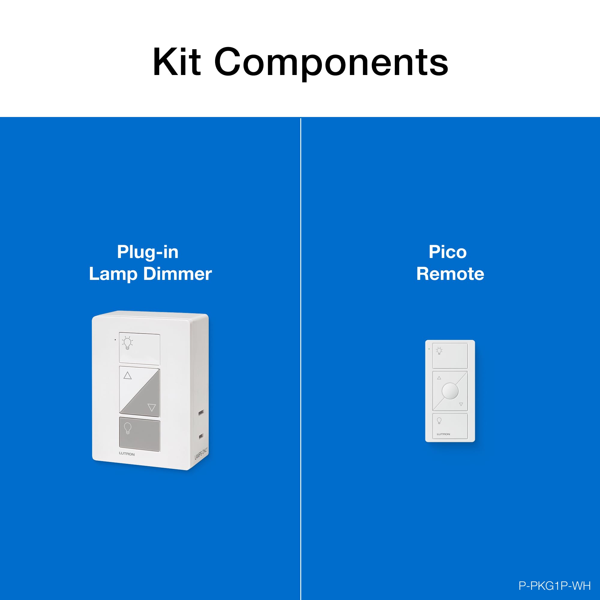 Lutron Caseta Smart Plug-In Lamp Dimmer Switch Kit with Pico Remote, Smart Dimmer for LED Lights, Table and Floor Lamps, 100W, Single-Pole/3-Way, P-PKG1P-WH