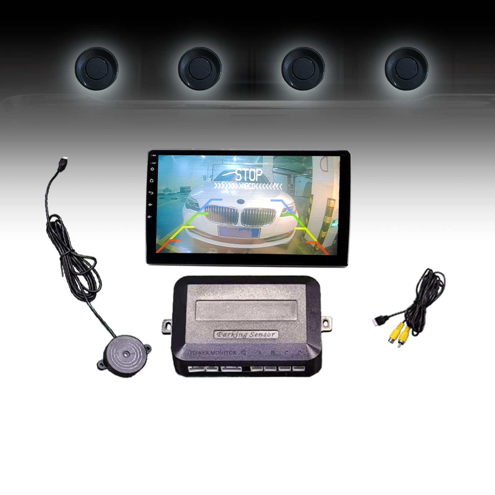 Parking Sensor Kit LCD - Displays Data on Original Screen, Easy Rear Installation, Compatible with CVBS Cameras (Not for AHD), 20 Probe Colors to Match Any Vehicle Lividgrey