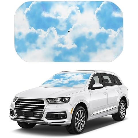 Blue Sky Car Windshield Sun Shade Umbrella, Foldable Car Front Windshield Sunshade ...