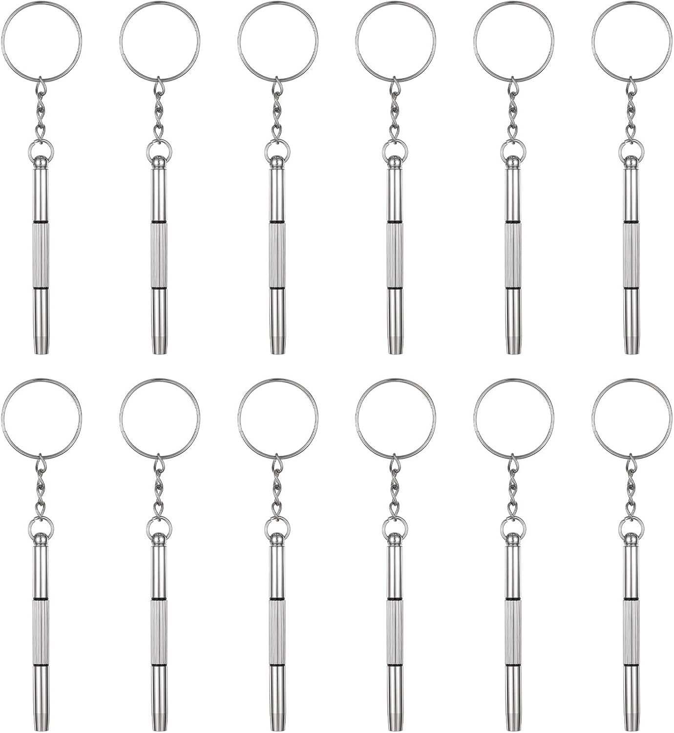 12 Pcs 3 in 1 Eyeglass Sunglass Tightener Tool Set with Keychain for Eyeglasses Glasses Screwdriver Eye Glass Repairing Kit Alloy Tool for Eyeglasses Frame Watch Jewelry Cleaning Repair