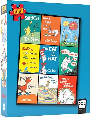Rompecabezas de 1000 piezas de la colección Dr. Seuss | Collage coleccionable con el Lorax, el gato en el sombrero y más | Mercancía con licencia
